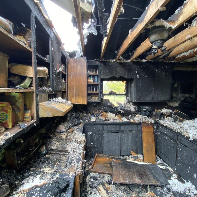 Fire damage restoration kitchen