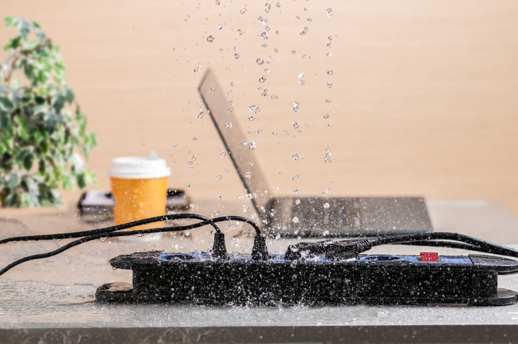 water damage to electronics equipment